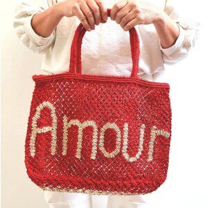 The Jacksons Amour Small Jute Bag Red Beige